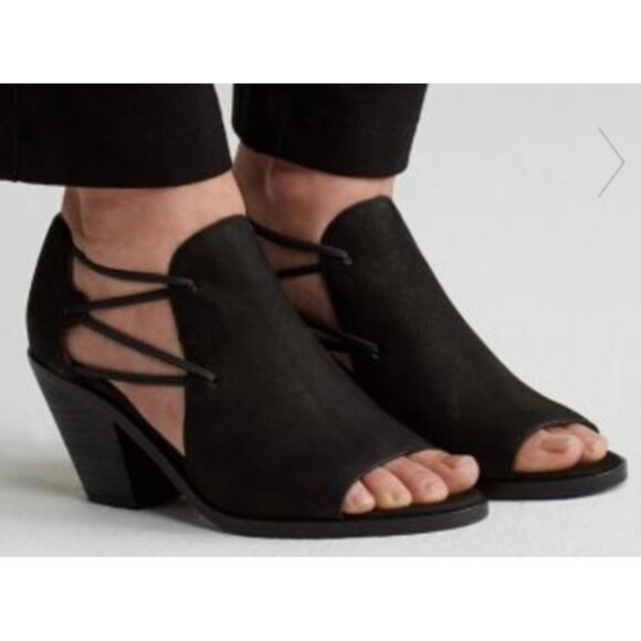 New in Box - Eileen Fisher Alfie Nubuck Cutout Bootie, aka Nikki - Black, 9 - Picture 3 of 7